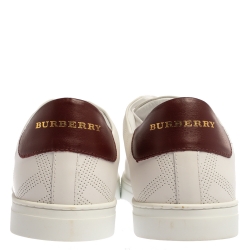Burberry White Perforated Leather Albert Low Top Sneakers Size 46