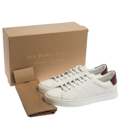 Burberry White Perforated Leather Albert Low Top Sneakers Size 46