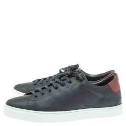 Pre Owned Burberry Black Perforated Leather Albert Low Top Sneakers Size 45
