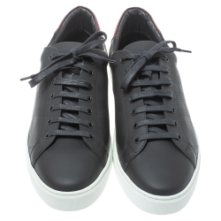 Pre Owned Burberry Black Perforated Leather Albert Low Top Sneakers Size 45