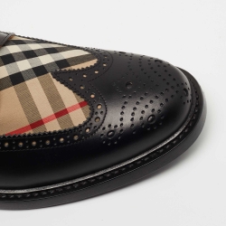 Pre Owned Burberry Black Leather and Vintage Check Brogue Derby Size 43.5