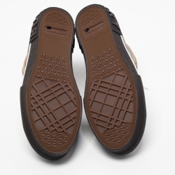 مملوكة مسبقًا Burberry Brown/Beige Canvas Check Fabric High Top Sneakers Size 44