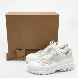 Pre Owned Burberry Off-White Suede and Nylon Arthur Sneakers Size 44