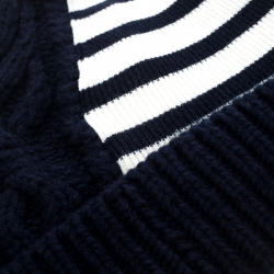 Burberry Navy Blue Chunky Cable Knit Wool and Cashmere Beanie
