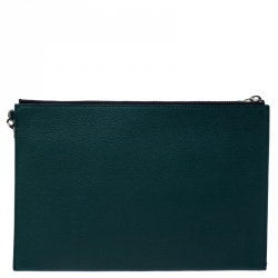 Pre Owned Burberry Green Leather Document Holder