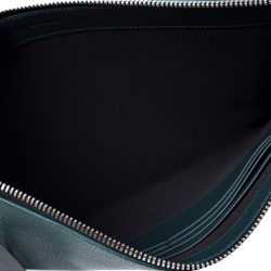 Pre Owned Burberry Green Leather Document Holder