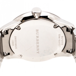 Pre Owned Burberry Silver Beige Stainless Steel Classic BU10004 Men's Wristwatch 40 mm