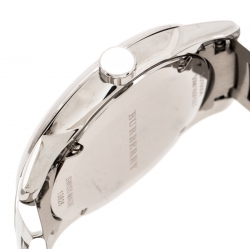 Pre Owned Burberry Silver Beige Stainless Steel Classic BU10004 Men's Wristwatch 40 mm