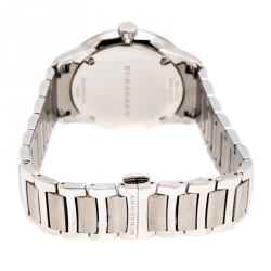 Pre Owned Burberry Silver Beige Stainless Steel Classic BU10004 Men's Wristwatch 40 mm