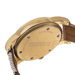 Pre Owned Burberry Brown Yellow Gold Tone Stainless Steel Plaid Canvas Leather BU7833 Men's Wristwatch 40 mm