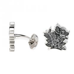 Burberry Wolf Enamel Silver Tone Cufflinks