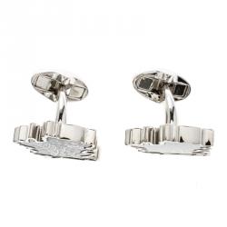 Burberry Wolf Enamel Silver Tone Cufflinks