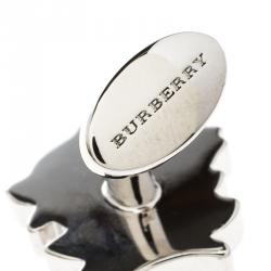 Burberry Wolf Enamel Silver Tone Cufflinks