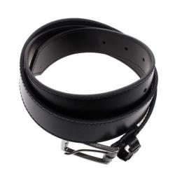 Pre Owned Burberry Black Leather Belt 90CM