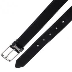 Pre Owned Burberry Black Leather Belt 90CM