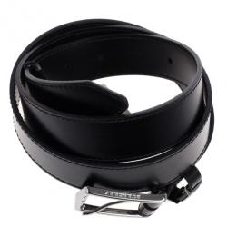 Pre Owned Burberry Black Leather Belt 90CM