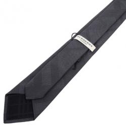Pre Owned Burberry Grey Check Tie