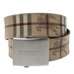 Pre Owned Burberry Beige Haymarket Check Coated Canvas Belt 105cm