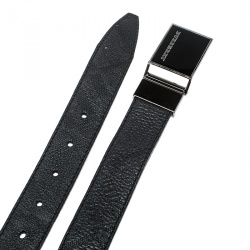 Pre Owned Burberry Black Check Embossed Leather Belt 105cm