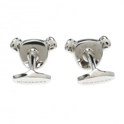 Burberry Teddy Bear Head Silver Tone Cufflinks