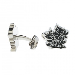 Burberry Wolf Enamel Silver Tone Cufflinks