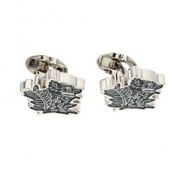 Burberry Wolf Enamel Silver Tone Cufflinks
