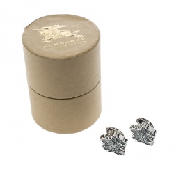 Burberry Wolf Enamel Silver Tone Cufflinks