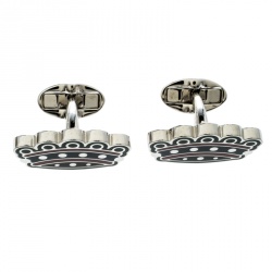 Burberry Novelty Crown Enamel Silver Tone Cufflinks