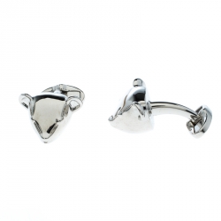 Pre Owned Burberry Teddy Bear Head Silver Tone Cufflinks
