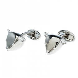 Pre Owned Burberry Teddy Bear Head Silver Tone Cufflinks