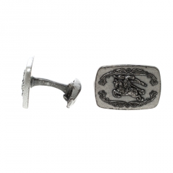Pre Owned Burberry Knight Logo Silver Tone Cufflinks