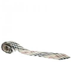 Burberry London Beige Novacheck Printed Silk Tie