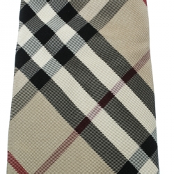 Burberry London Beige Novacheck Printed Silk Tie