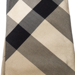 Pre Owned Burberry Beige House Check Silk Classic Cut Tie