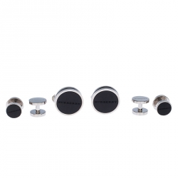 Burberry Stainless Steel Black Agate Tuxedo Studs and Cufflink Set