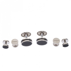 Burberry Stainless Steel Black Agate Tuxedo Studs and Cufflink Set