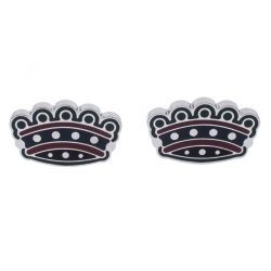 Pre Owned Burberry Novelty Crown Enamel Silver Tone Cufflinks