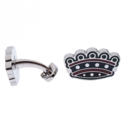 Pre Owned Burberry Novelty Crown Enamel Silver Tone Cufflinks