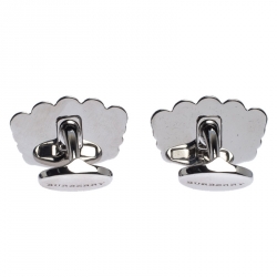 Pre Owned Burberry Novelty Crown Enamel Silver Tone Cufflinks