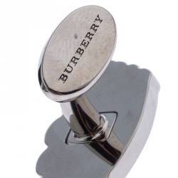 Pre Owned Burberry Novelty Crown Enamel Silver Tone Cufflinks