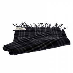 Burberry Charcoal Grey Classic Check Cashmere Stole