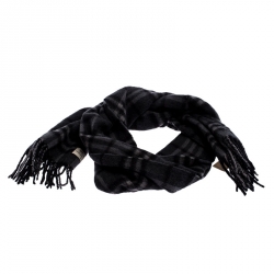 Burberry Charcoal Grey Classic Check Cashmere Stole