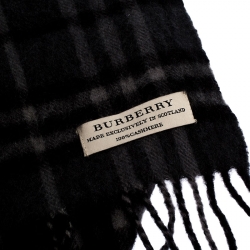 Burberry Charcoal Grey Classic Check Cashmere Stole
