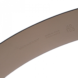 Pre Owned Burberry Black/Beige House Check Leather Buckle Belt 100CM