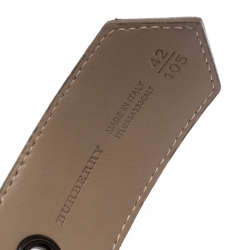 Pre Owned Burberry Beige/Black Nova Check Coated Canvas and Patent Leather Buckle Belt 105CM