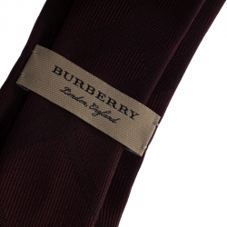 Burberry Burgundy Novacheck Patterned Skinny Silk Tie