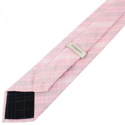 Pre Owned Burberry Pink Novacheck Silk Tie