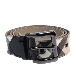 Pre Owned Burberry Nova Check Coated Canvas Eyelet Buckle Belt 100CM