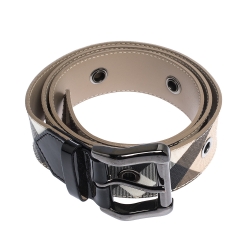 Pre Owned Burberry Nova Check Coated Canvas Eyelet Buckle Belt 100CM