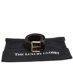 Pre Owned Burberry Brown/Beige Fabric and PVC Belt 105CM